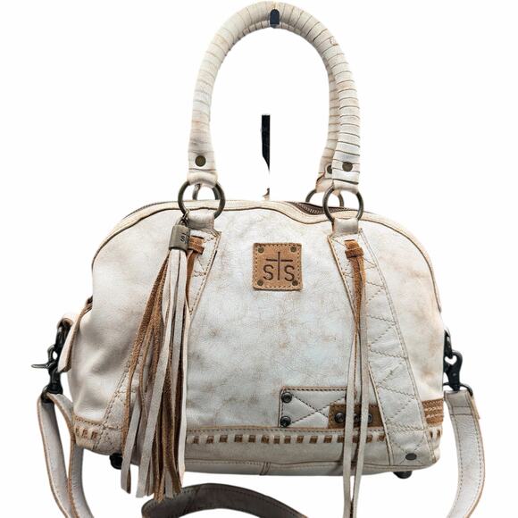 STS Ranchwear Cremello Sansa White Leather Satchel Purse with crossbody STS31179 - Picture 2 of 14